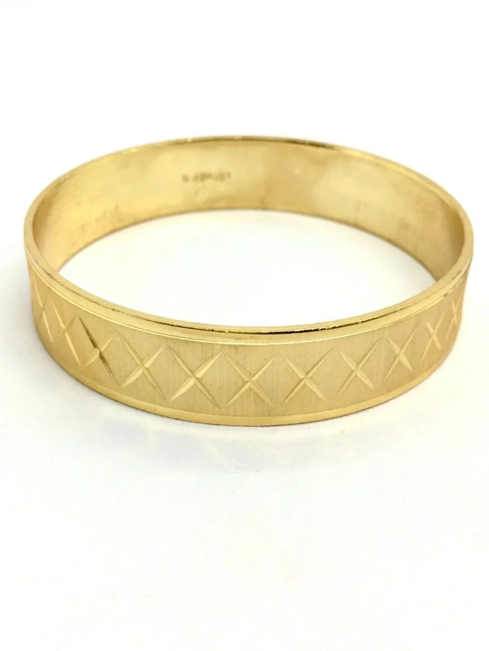 VINTAGE W GERMANY Bangle Gold Tone Matte Textured X Cross Wide Bracelet